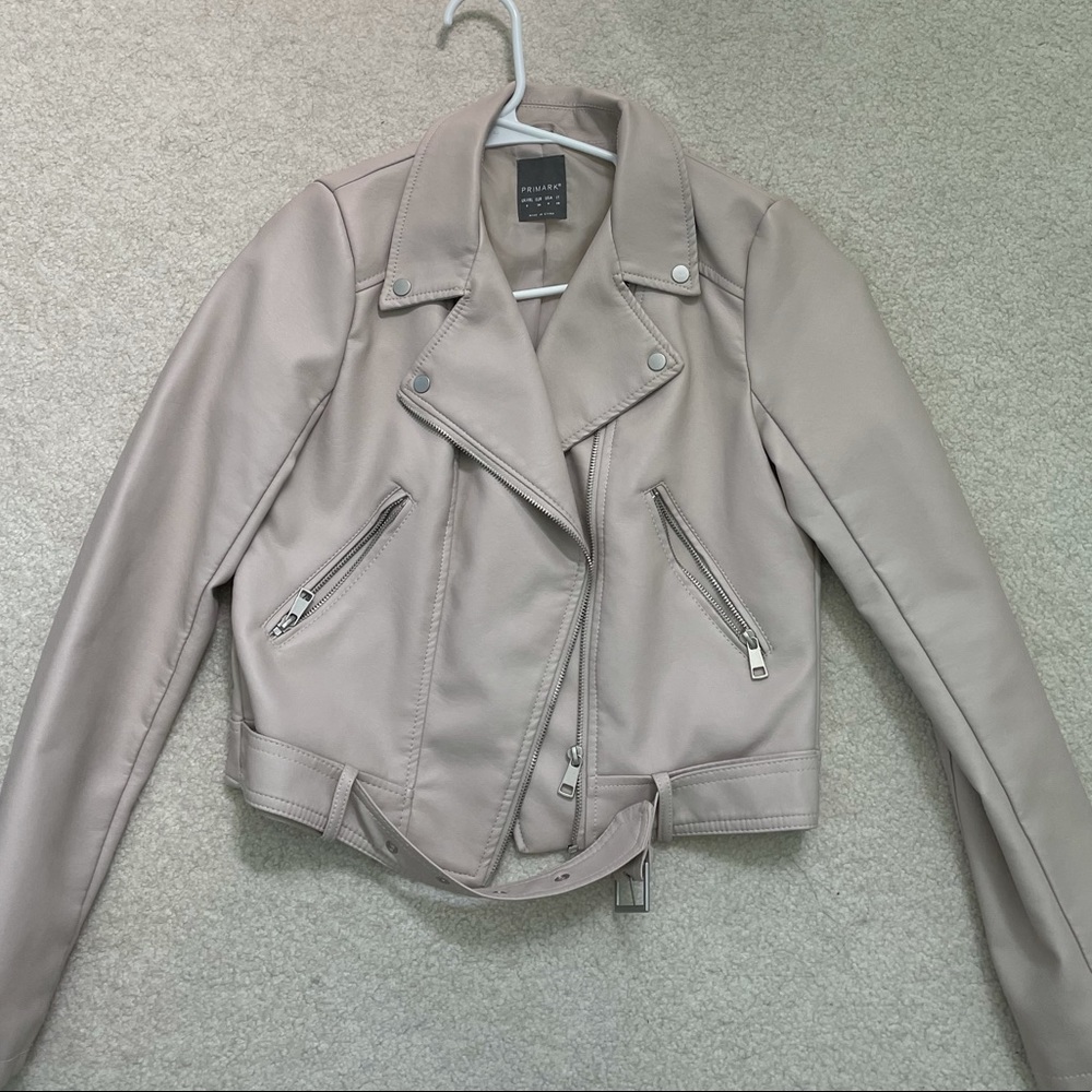 primark beige faux leather jacket
